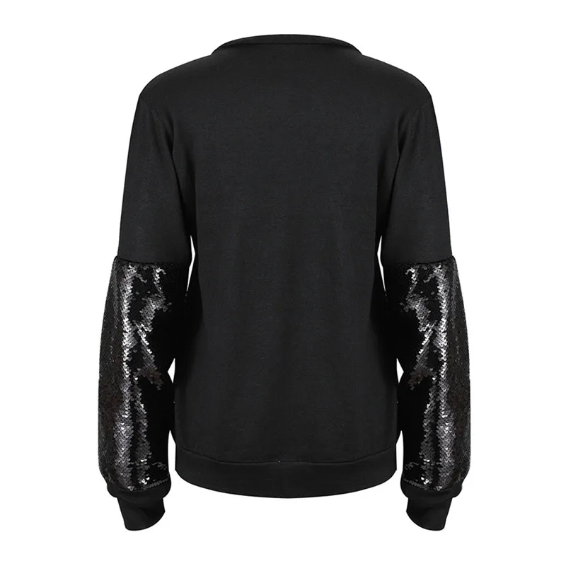 Women Sequined Knitted Sweater Loose Turtleneck Sequins Beading Pullovers For Winter Thick Black Sweatshirt Tops | Женская одежда