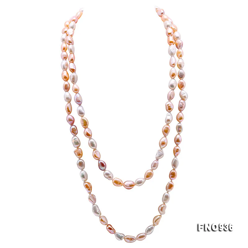 JYX длинное очаровательное разноцветное ожерелье в стиле барокко длина 7-8 мм