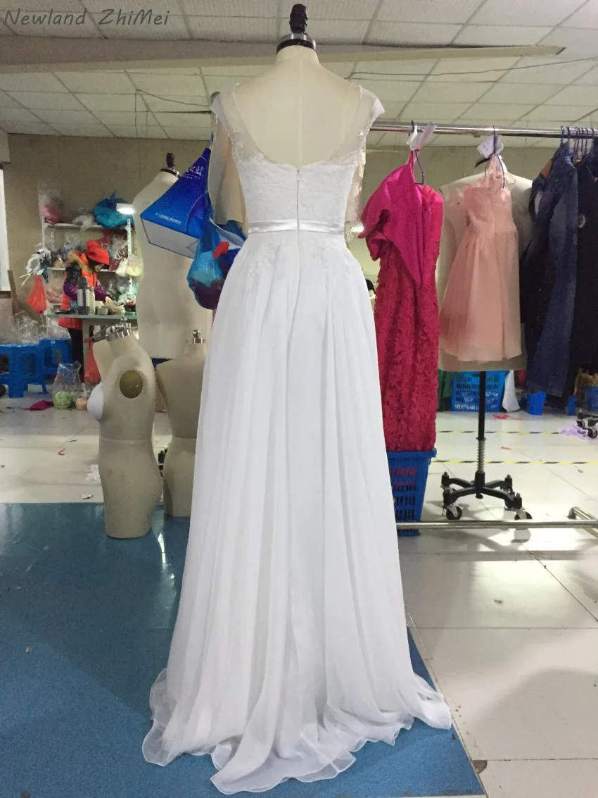 Vintage Boho Wedding Dresses Elegant Sexy Front Side Slit A Line Long Backless Chiffon Bride Dress robe de mariee