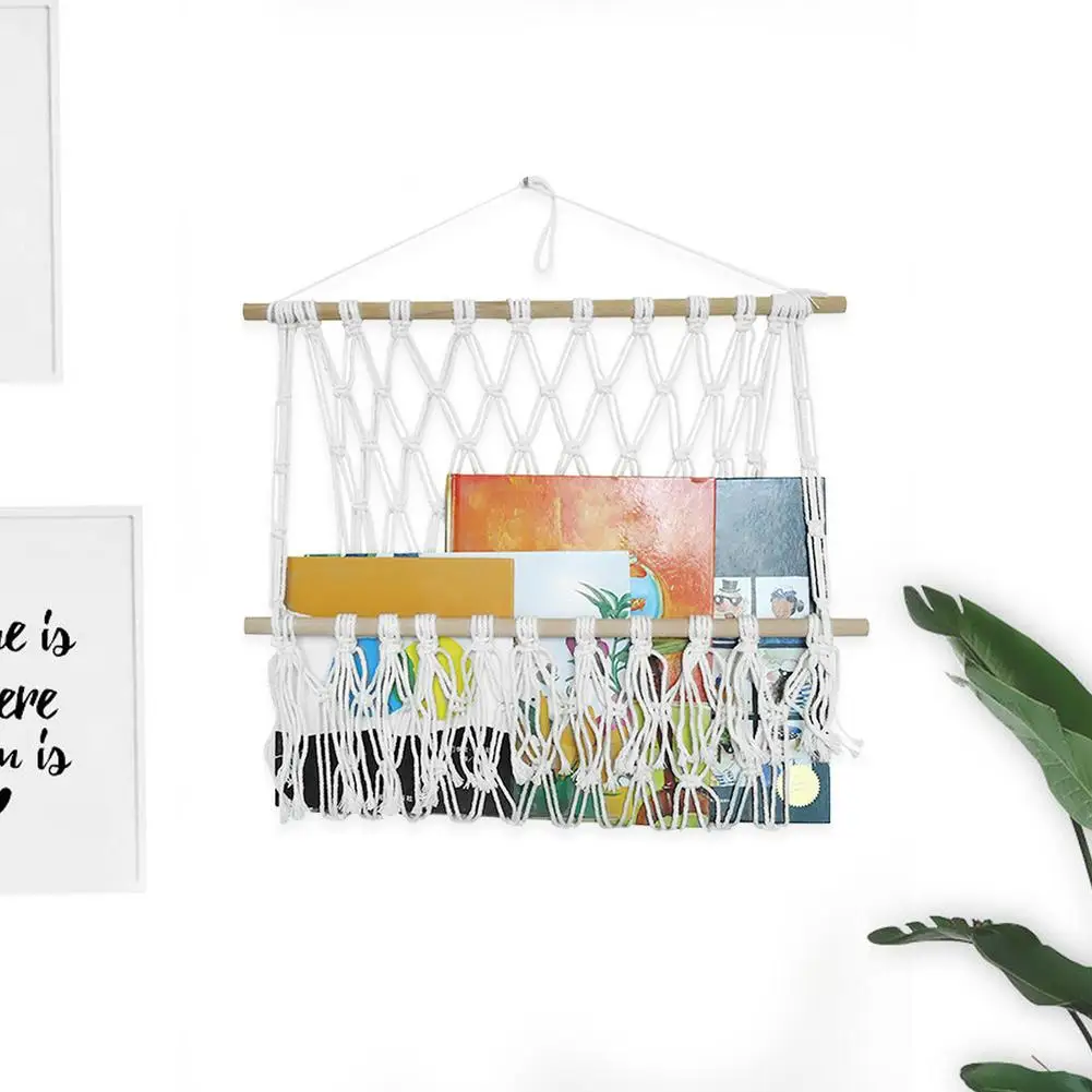 Cotton Rope Storage Rack Magazine Macrame Wall Hanging Shelf Tapestry With Unique Design For Indoor Weddings Or Out | Дом и сад