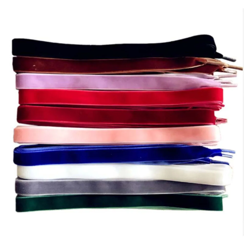 

Hot ! 120 cm Length 1.6 cm Width Velvet Surface Shoelaces Women Men Black White Blue Colorful Leather Sports Casual Shoes Laces