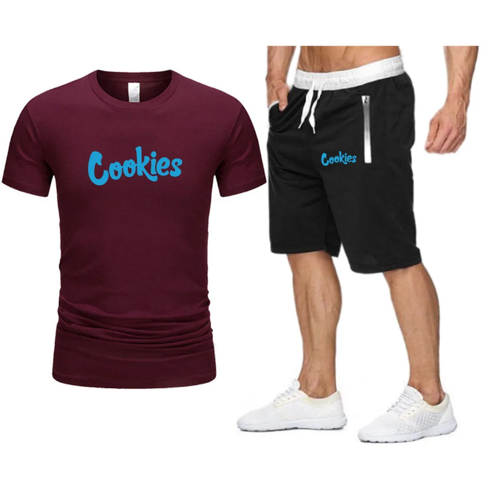 

2021 summer men's T-shirt set 2-piece men's sportswear set basketball sports fitness summer printed short sleeve + men's suit