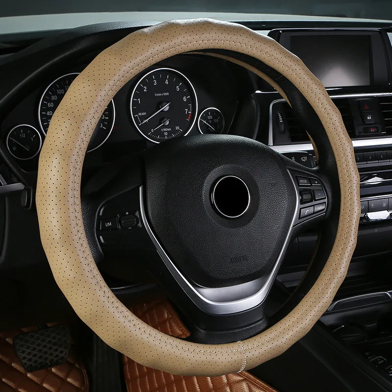 

Car Steering Wheel Cover Skidproof Auto Steering- wheel Cover Anti-Slip Universal Cow Leather Car accessories for vw scirocco