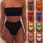 Однотонное бикини, бразильский купальник, Женский комплект бикини, сексуальный купальник с открытыми плечами, женские купальники для плавания, 2021