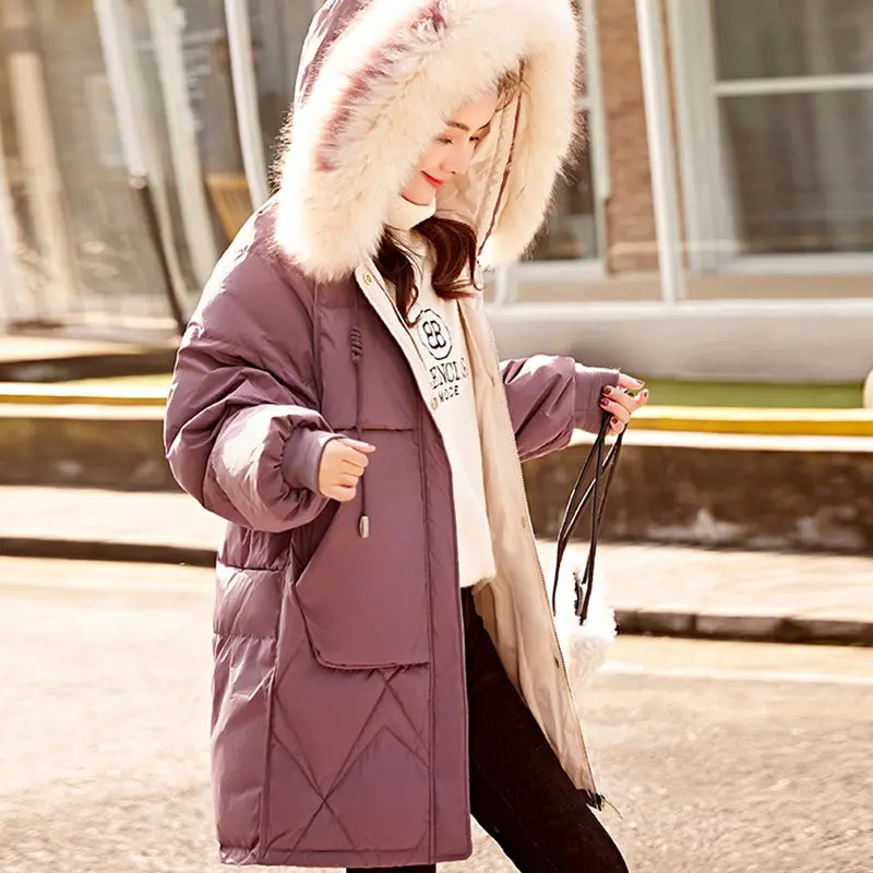 Зимняя куртка с капюшоном меховой воротник Женская парка пальто 2019 большой