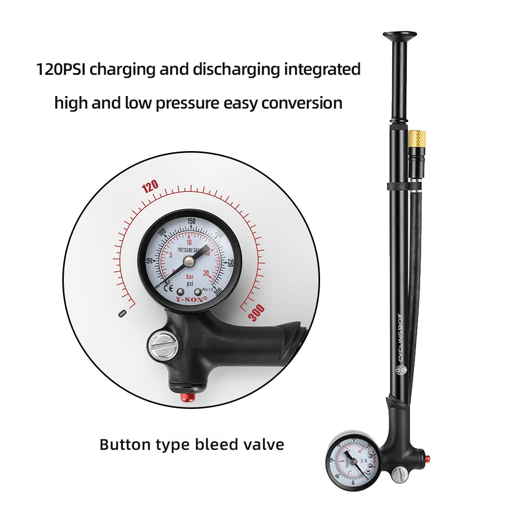

CYCLINGBOX 120PSI Electric Bicycle Pump With Hose Pressure Gauge USB Rechargeable MTB Road Bike Tire Air Pump Cycling Inflator