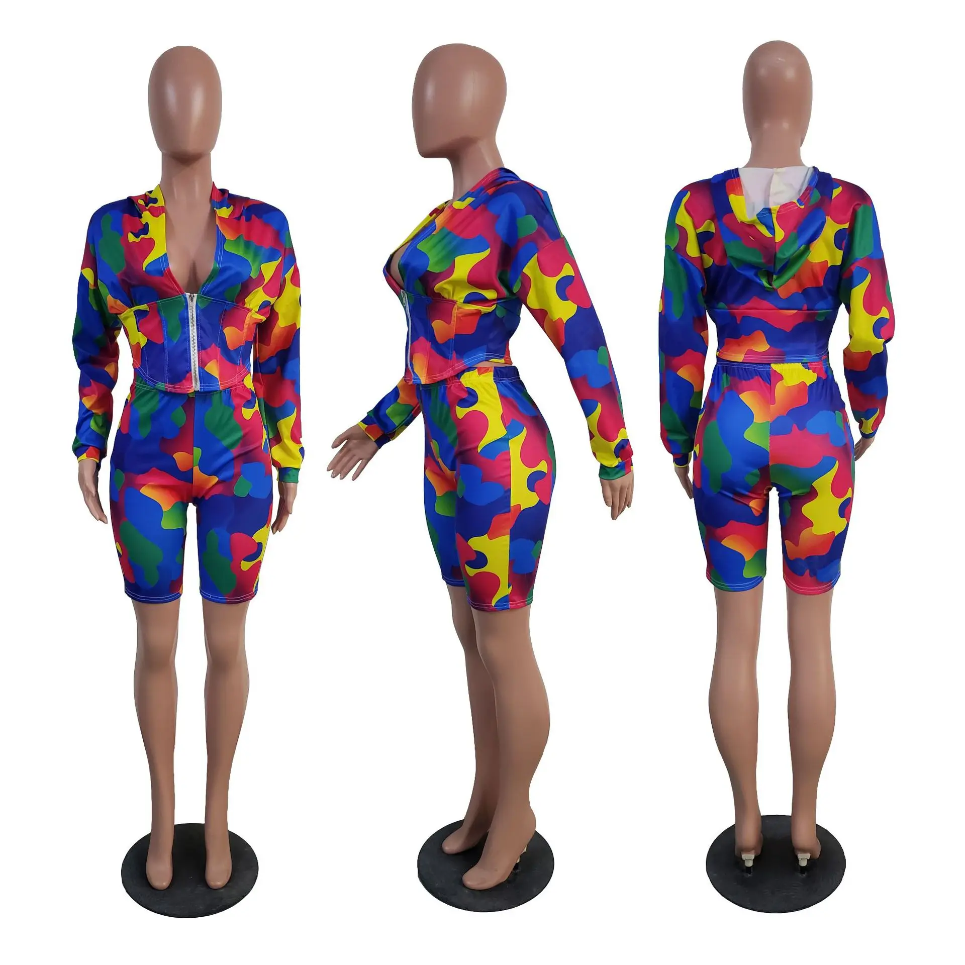 

2020 summer sexy women printing regular two pieces sets top and pant