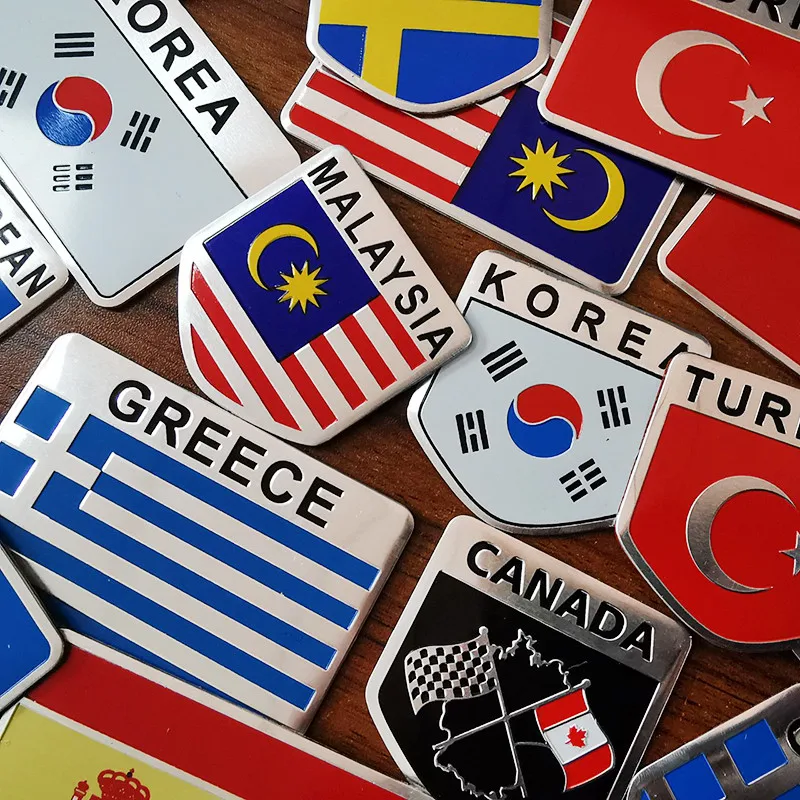 1 шт. Автомобильная наклейка алюминиевый флаг Наклейка Флаг щит 3D верхнее