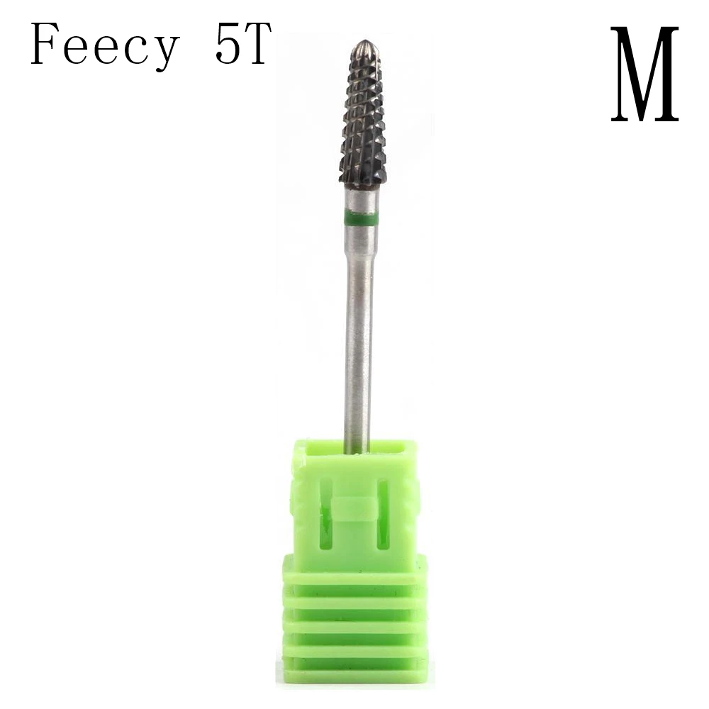 Feecy 5T M Ротационные вольфрамовые карбидные сверла для ногтей, Металлические фрезы для маникюра, кутикулы, Электрический Маникюрный сверлильный станок, аксессуары - Цвет: Feecy 5T M