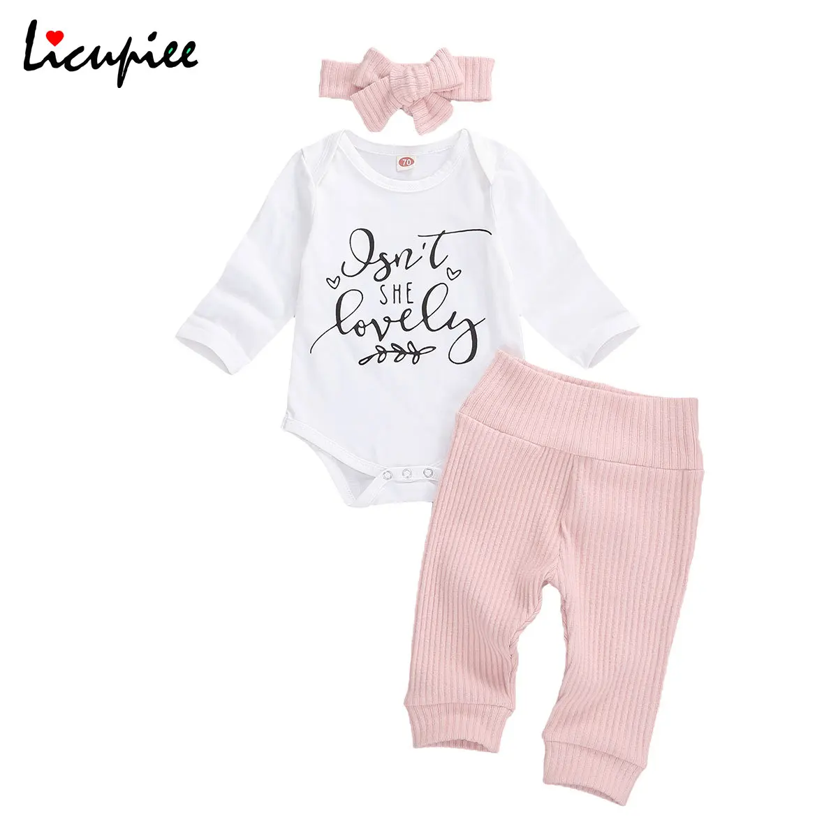 

Baby Knitting Romper Jogger Pants O-neck Long Sleeves Crotch Buttons Bodysuit Headband 3-piece Clothes 0-18 Months