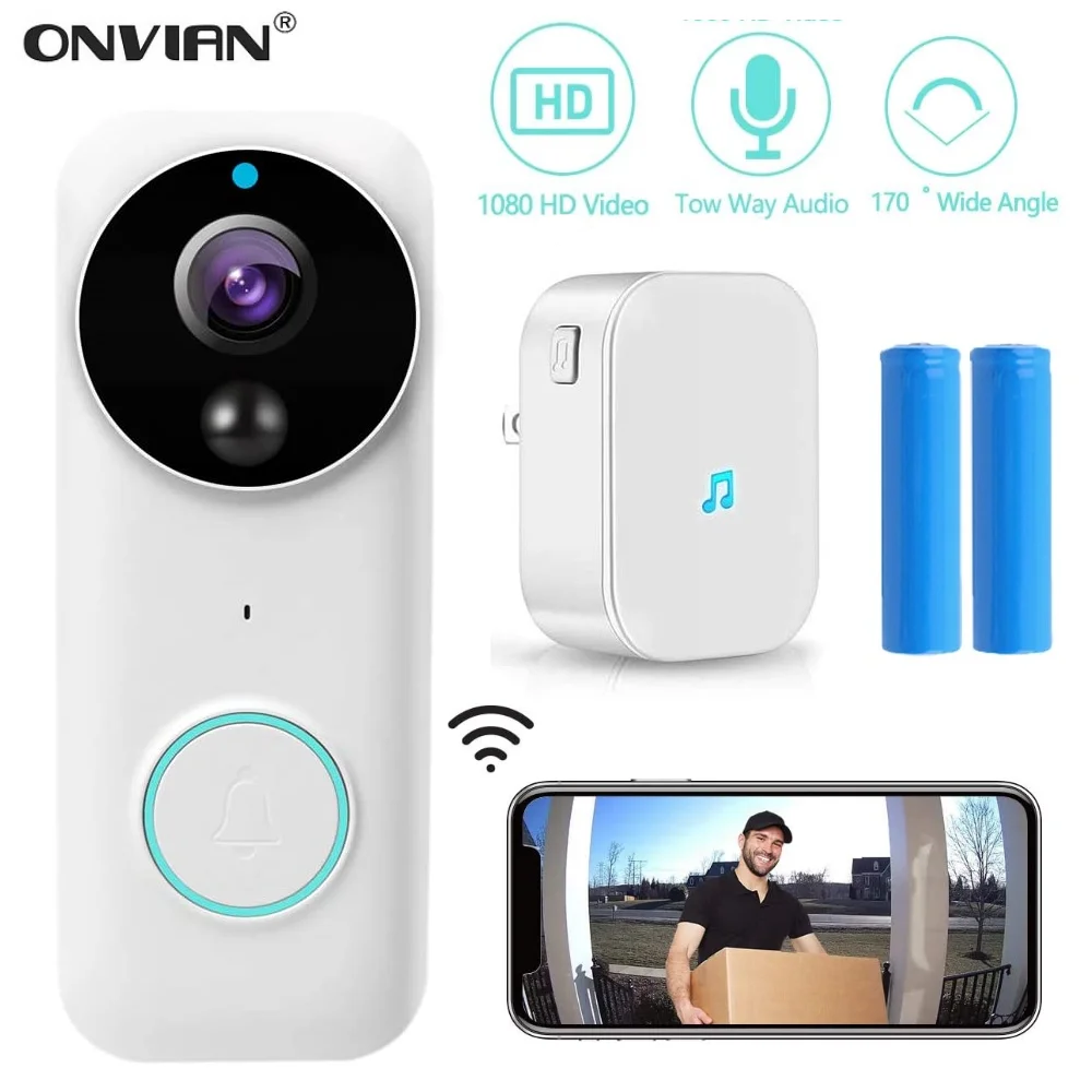 Onvian видео дверной звонок беспроводной WiFi Звонок камера 1080P HD Камера Безопасности
