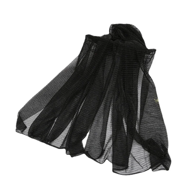 

Women's Summer Breathable Crinkle Gold Solid ColorTulle Scarf Baotou Scarf Gaitou Scarf