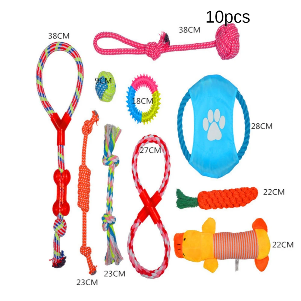 

10/11/12 PCS Cotton Pet Teeth Chew Toys Cleaning Toy Combination Set Bite Resistant For medium Dogs Puppy Dog Rope Knot Ball