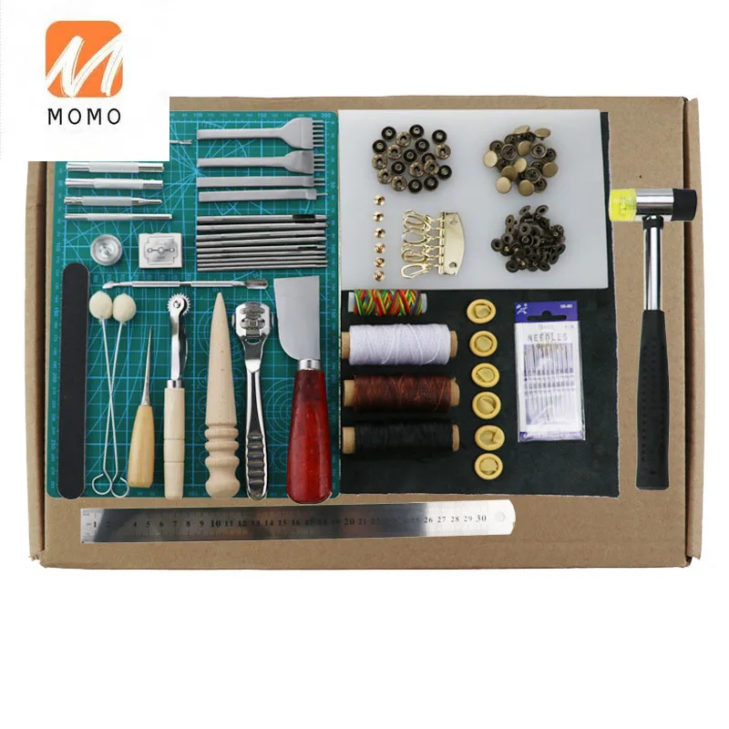 

L29 68pcs Complete Leather Craft Tool Sets DIY Crafting Supplies for Leather Stitching/Cutting/Punching /Sewing