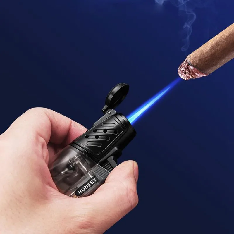 Прозрачная мощная металлическая зажигалка ветрозащитная портативная Зажигалка