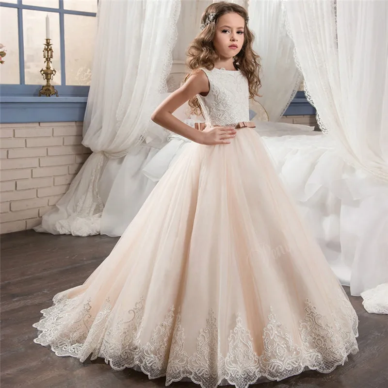 

Vintage Flower Girls Dress For Wedding Evening Children Princess Party Pageant Long Gown Kids Dresses For Girls Formal Clothes