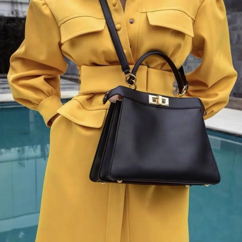 

Luxury Peekaboo Famous Brand Shoulder Bag For Women Casual Swivel Buckle Kitten Crossbody Bags Female Flap Clutch Messenger Bag