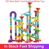 455093133pcs set diy construction marble run race track building blocks kids 3d maze ball roll toys children christmas gift