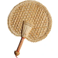 hand woven woven straw hand fan old summer natural hand fan environmentally friendly hand woven fan decorative round fan