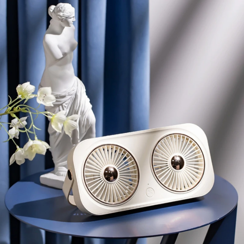 

Desktop USB Small Fan New Spot Outdoor Handheld Double Leaf Fan Cross-border Desktop Air Conditioning Cold Fan - Rouge Red #