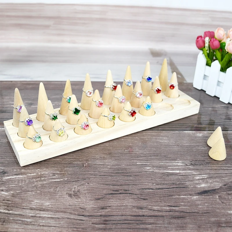 

24 Pcs Ring Display Stand Wooden Jewelry Ring Display Tray Counter Jewelry Display Storage Box Tray Storage