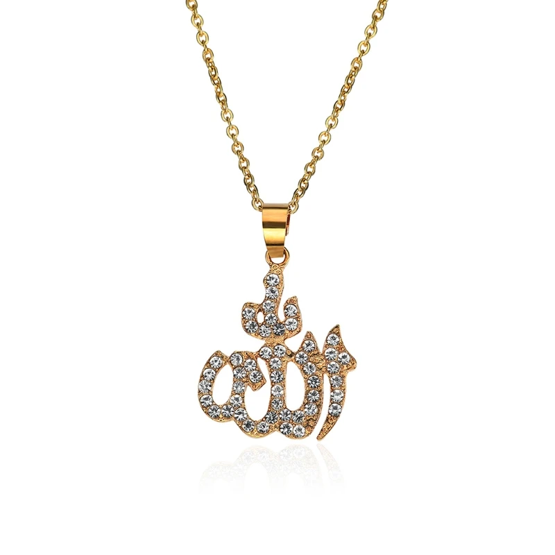 

Арабские мусульманские женские золотые стразы исламский Бог Аллах кулон ожерелье ювелирные изделия