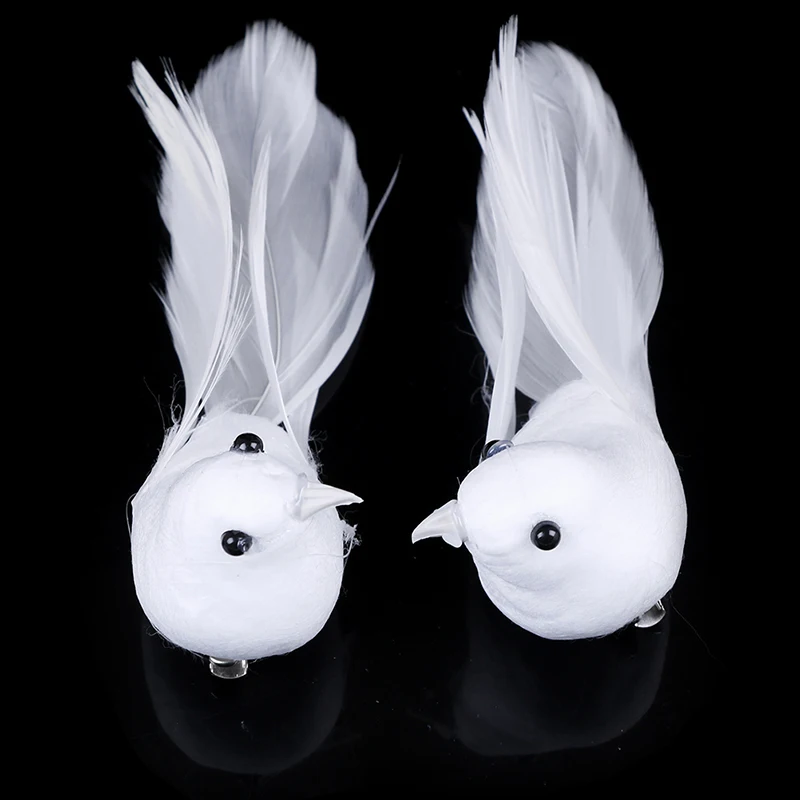

2pcs/set DIY Artificial Foam Feather Lifelike Beads Simulation Bird Party Crafts Ornament Props Home Garden Wedding Decoration