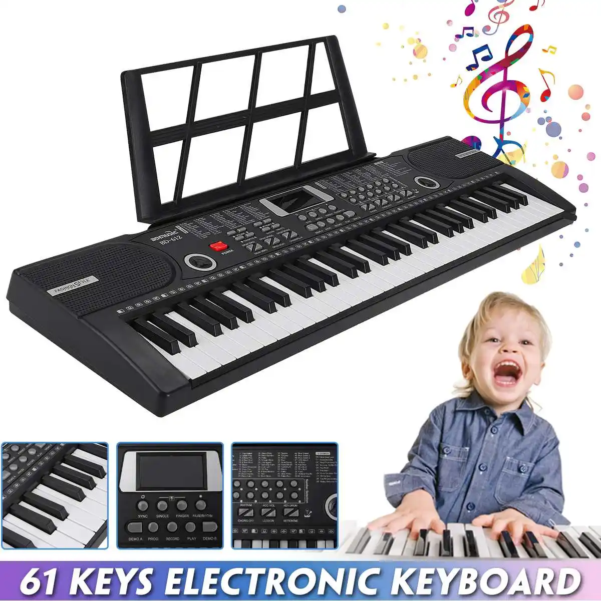 

61 клавиша электронный орган USB Цифровая Клавиатура Пианино музыкальный инструмент детская игрушка с микрофоном электрическое пианино для ...