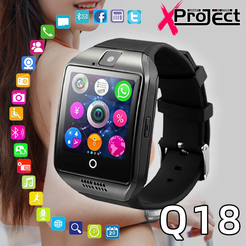 Смарт часы Q18 с камерой Bluetooth 2020 SIM TF карта женские и мужские фитнес браслет pk amazfit
