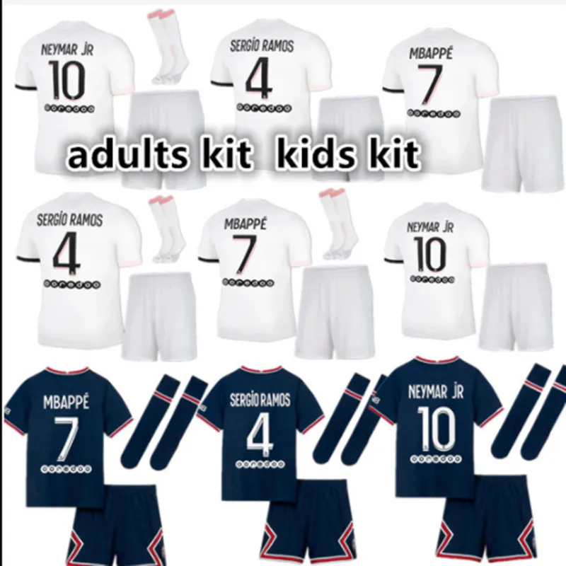 

child jersey adults kids kit away new psg messis jersey HAKIMI RGIO RAMOS KIMPEMBE VERRATTI ICARDI MARIA 21 22 PSG shirt