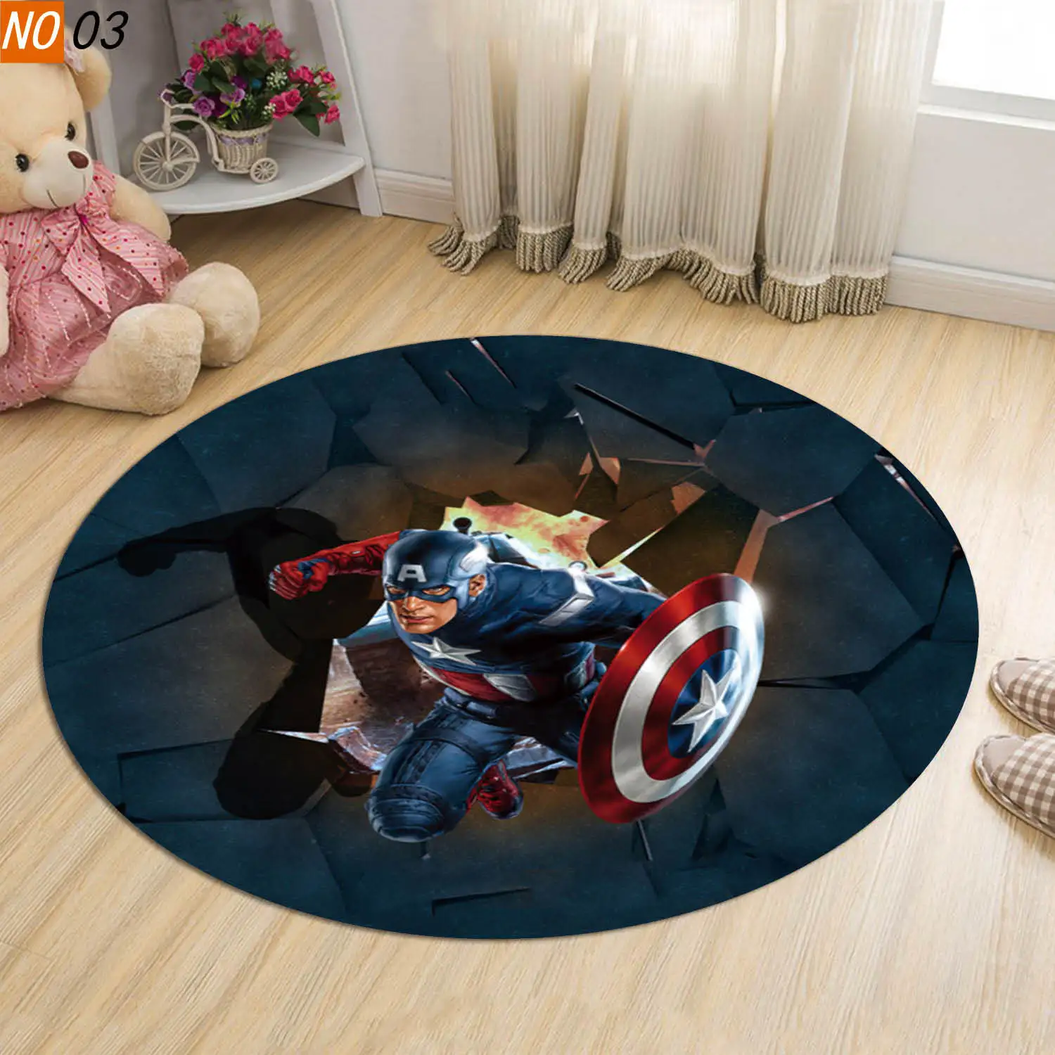 Круглые Нескользящие напольные коврики Marvel 3D печать Мстителей Человек-паук