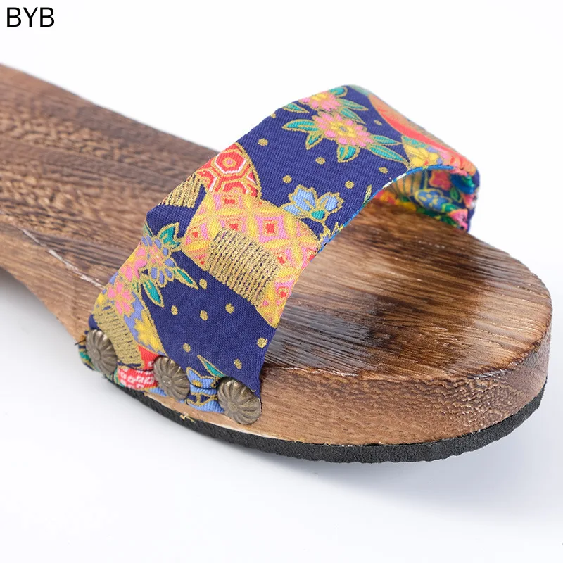 Woman Chinese Style Wooden Shoes Japanese Traditional Geta Clogs Flip Flops Bedroom Slippers Anime Cosplay Sauna Kimono Sandals |