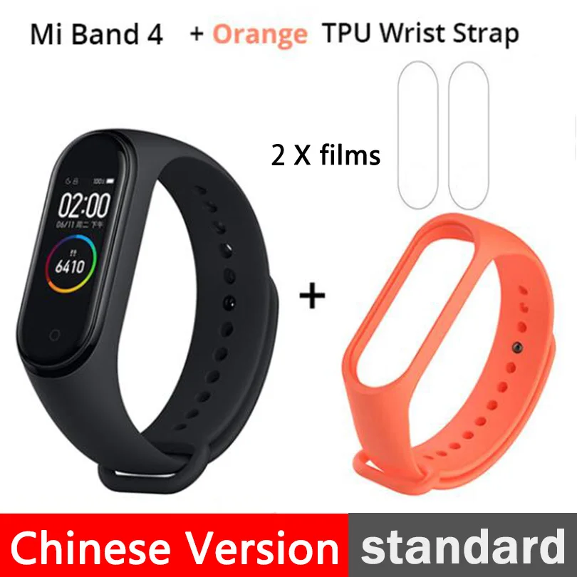 B4 CN n film n Orang Xiaomi mi-браслет 4 Smart Bluetooth 5,0 mi Band 4 Браслет фитнес-браслет AMOLED сенсорный экран Музыка AI сердце - Цвет: B4 CN n film n Orang