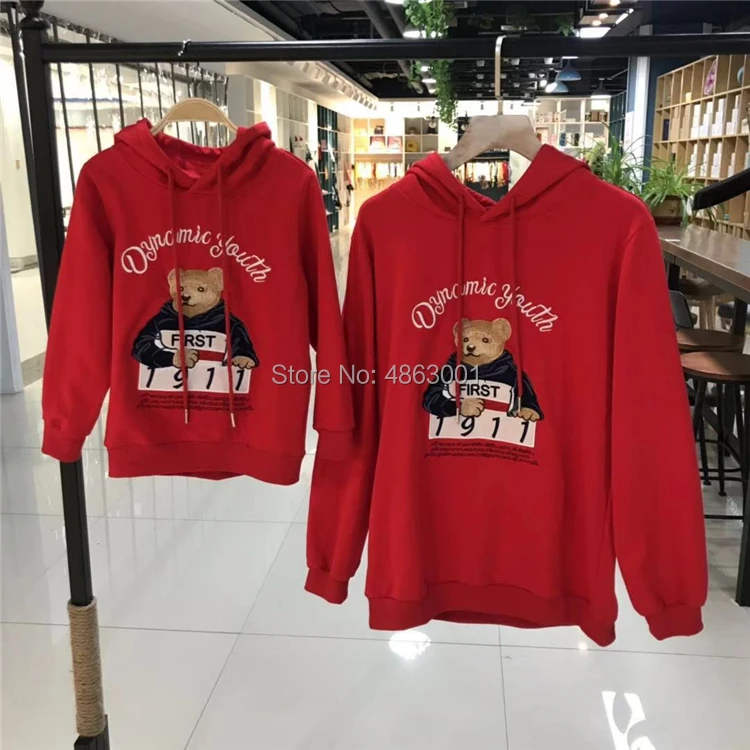 Толстовки для родителей и детей свитер с капюшоном тяжелой вышивкой спортивная