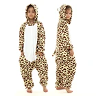Зимняя леопардовая Пижама-кигуруми в виде животных для маленьких мальчиков и девочек, Пижама-комбинезон, забавный женский комбинезон, рождественский подарок, теплая одежда