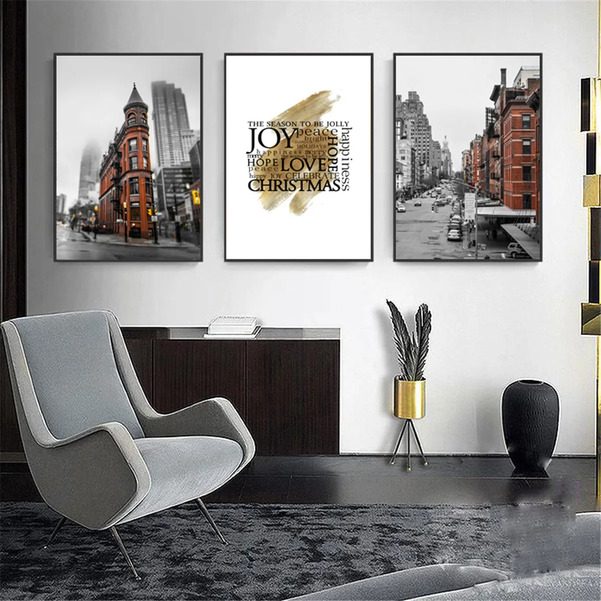 Brick Red Modern Architecture Poster Canvas Print Painting Wall Art Living Room Home Decoration | Дом и сад