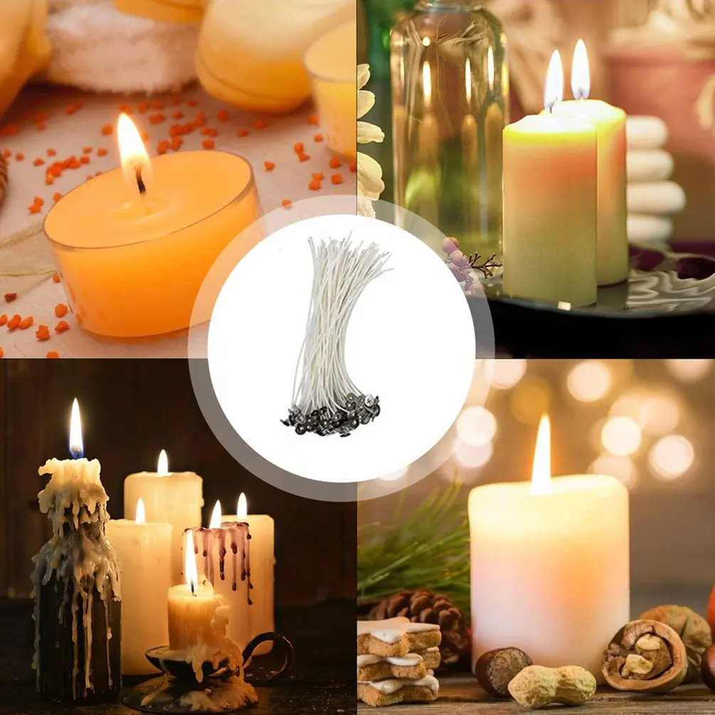100Pcs 15CM Smokeless Candles Wick Natural Cotton Core Candle Handmade Home DIY Making Pre-Waxed Wicks Party Supplies | Дом и сад