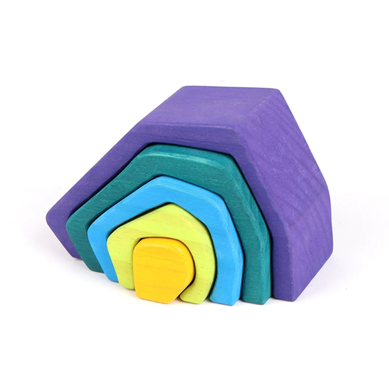 Baby Toys Wooden Block Rainbow Kids Creative building Blocks Stacker Early Learning Montessori Educational Toy Children|Блочные