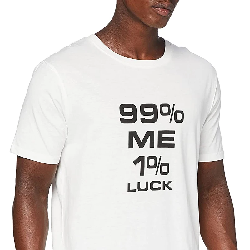 

2021 Summer Men's T-shirt 99%me 1% Luck Inspirational Letter Printing Street Casual Short-sleeved Cotton O-neck High-quality Top