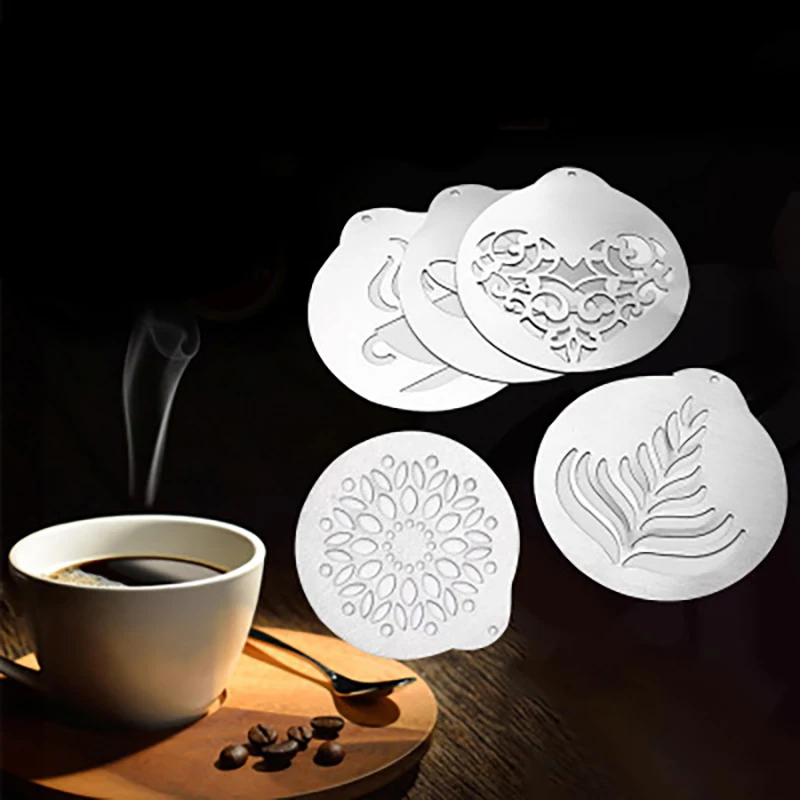 

1pcs Coffee Stencils Stainless Steel Fancy Coffee Printing Model For Cake Milk Creative Cappuccino Molds Kitchen Gadgets