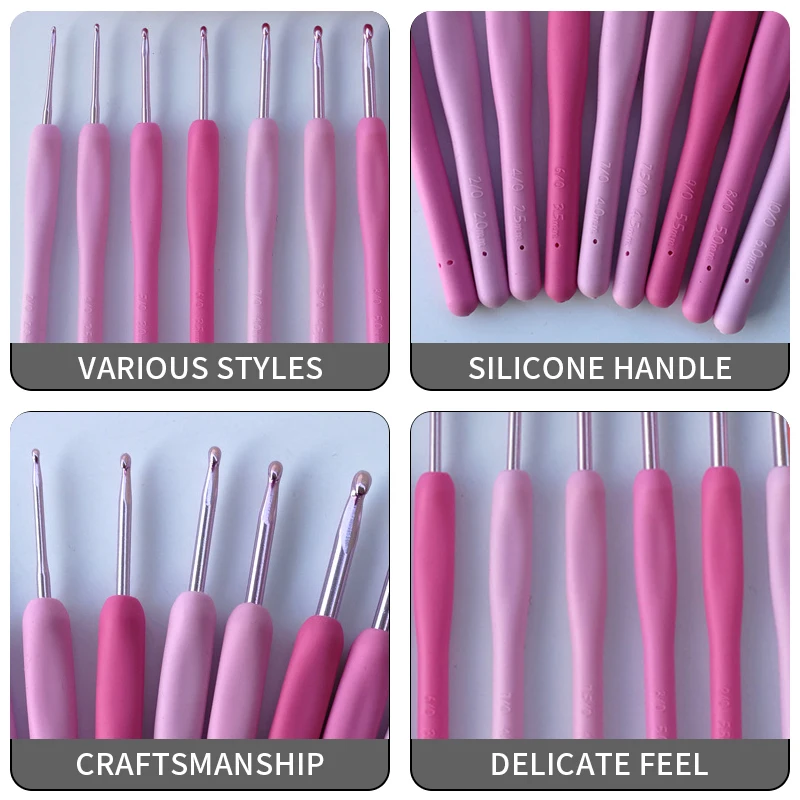 9 шт./компл. градиентные иглы для вязания крючком из мягкой резины алюминиевые 2 0 6