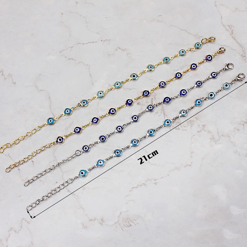 Многослойный браслет 14 к с золотым наполнителем со счастливым темно-синим