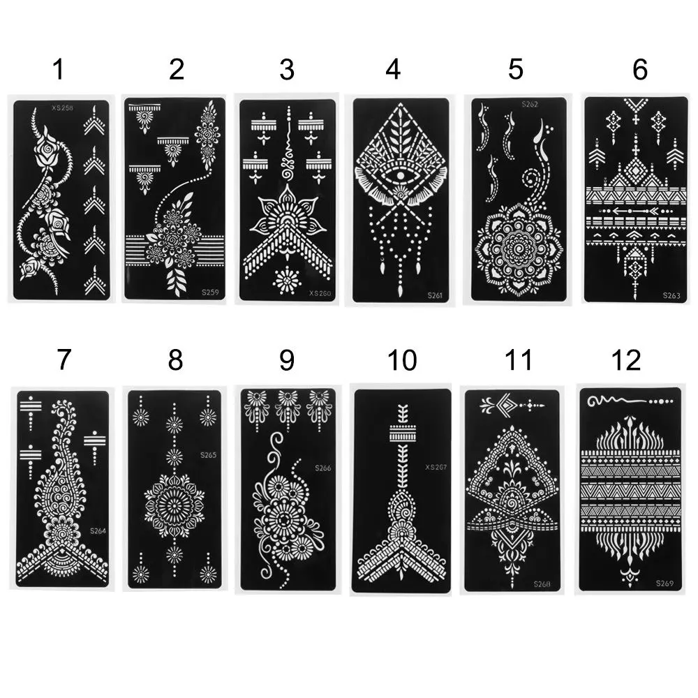 Hot Sale Mehndi Indian Style Beauty Fashion Tattoo Stencils DIY Body Art Temporary Hand Decal Henna Template Sticker | Красота и