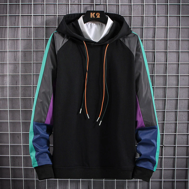 

Colorful Patchwork Sweatshirts Men Solid Mens Hoodies Casual Hip Hop Hooded Hoodies Male Black Khaki Winter Hoody Hoodies Xxxl