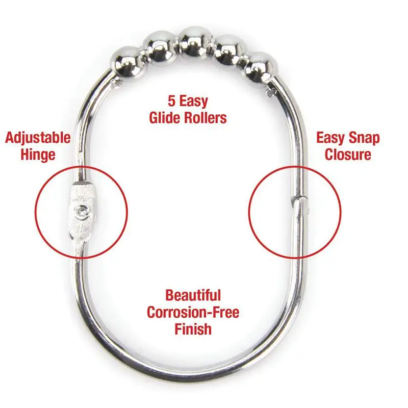 Набор колец/крючков для штор душа декоративная полированная хромированная
