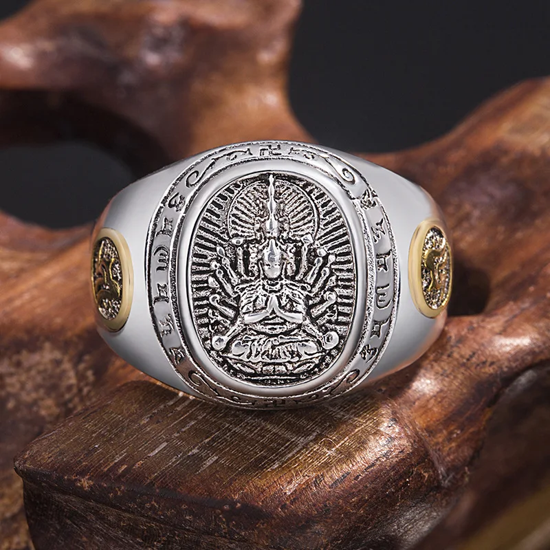 Men's Ring Eight Patron Saint Buddha Personality Banquet Retro Jewelry | Rings