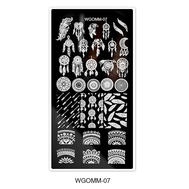 7 1pc Marble Smoke Mandala Nail Stamping Plates Stamping Line Flower Nails Design Nail Images Leaf Manicure Nail Art Set - Цвет: 7