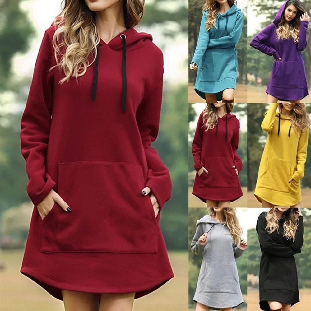 

ZOGAA Women's loose solid color long-sleeved hooded sweater