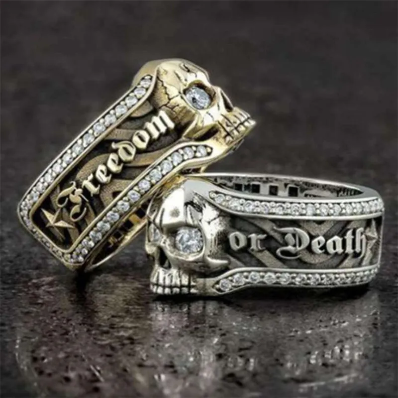 Мужское кольцо с символом черепа в стиле ретро-панк популярное готическом