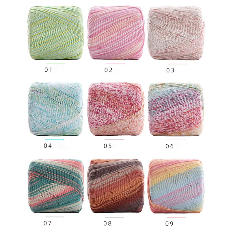 Цветная хлопковая кружевная пряжа 50 г 1 клубок весна-лето для вязания крючком |